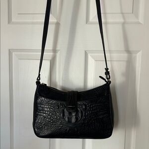 Brahmin Isabelle convertible crossbody black embossed croc
